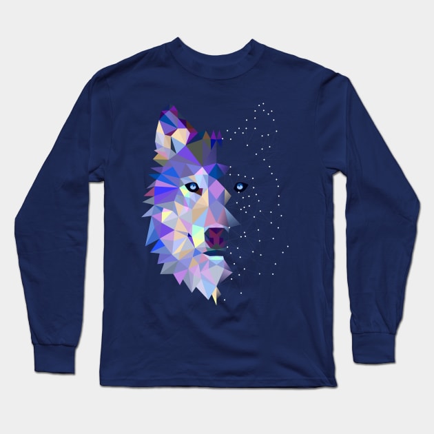 Wolf Abstract design Long Sleeve T-Shirt by Mako Design 